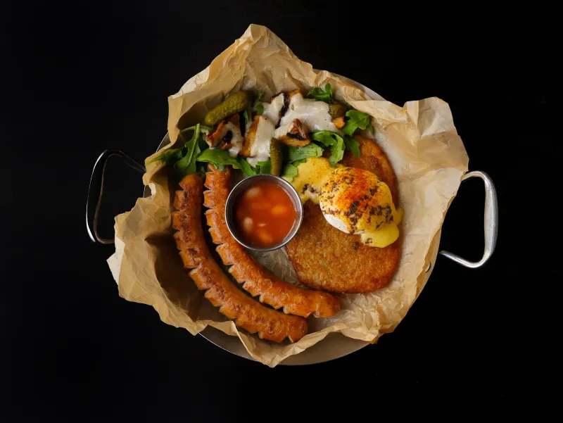 Английский завтрак с куриными колбасками